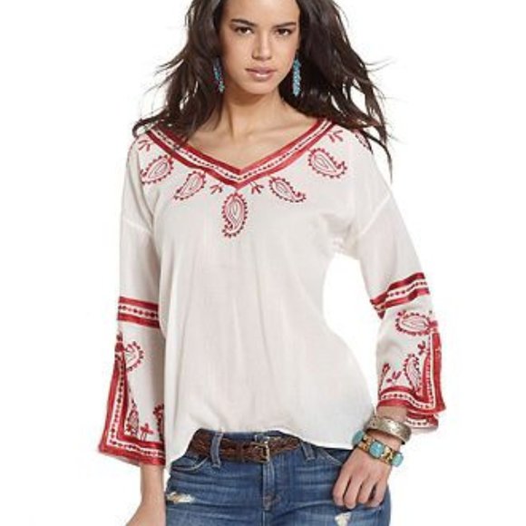 Lucky Brand Tops - Lucky Brand Paisley Embroidered Blouse.